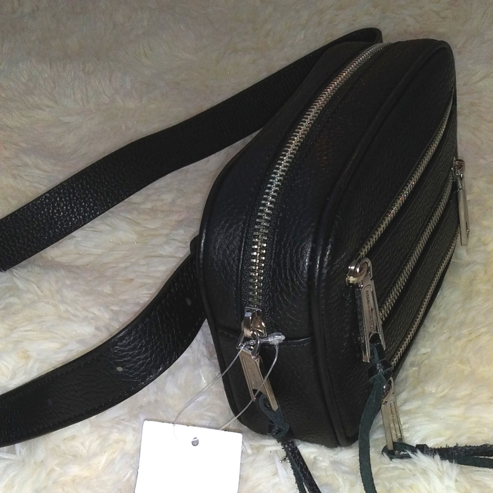 ❤Rebecca Minkoff Black Leather Crossbody Adjustable Strap Belt Bag NWT❤